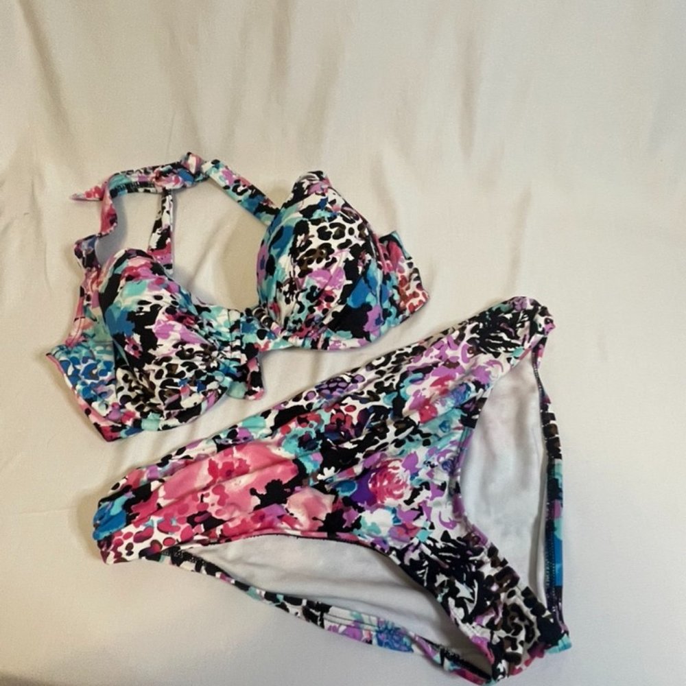 Tropical Floral Leopard Kenneth Cole  Bikini Set